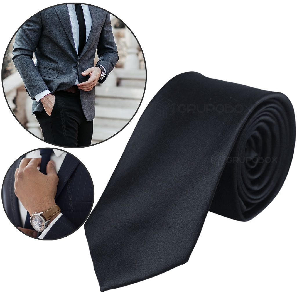 Gravata Slim Social Masculina Preta Casamento Festa Noivos em Oferta na Shopee