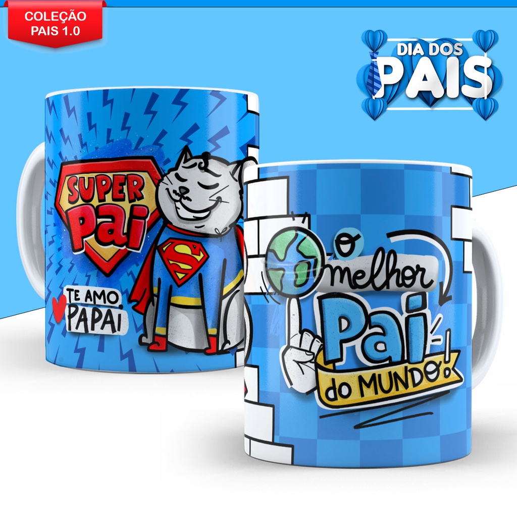 Caneca Dia dos Pais Presente Lembrancinha Personalizado Pai Padrasto Avô Avo Xicara Porcelana Cesta 325ml