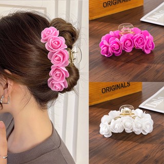 Rose Flower Clip Acrílico De Cabelo Mulher Festa De Casamento Hairpin Ponytail Acessórios