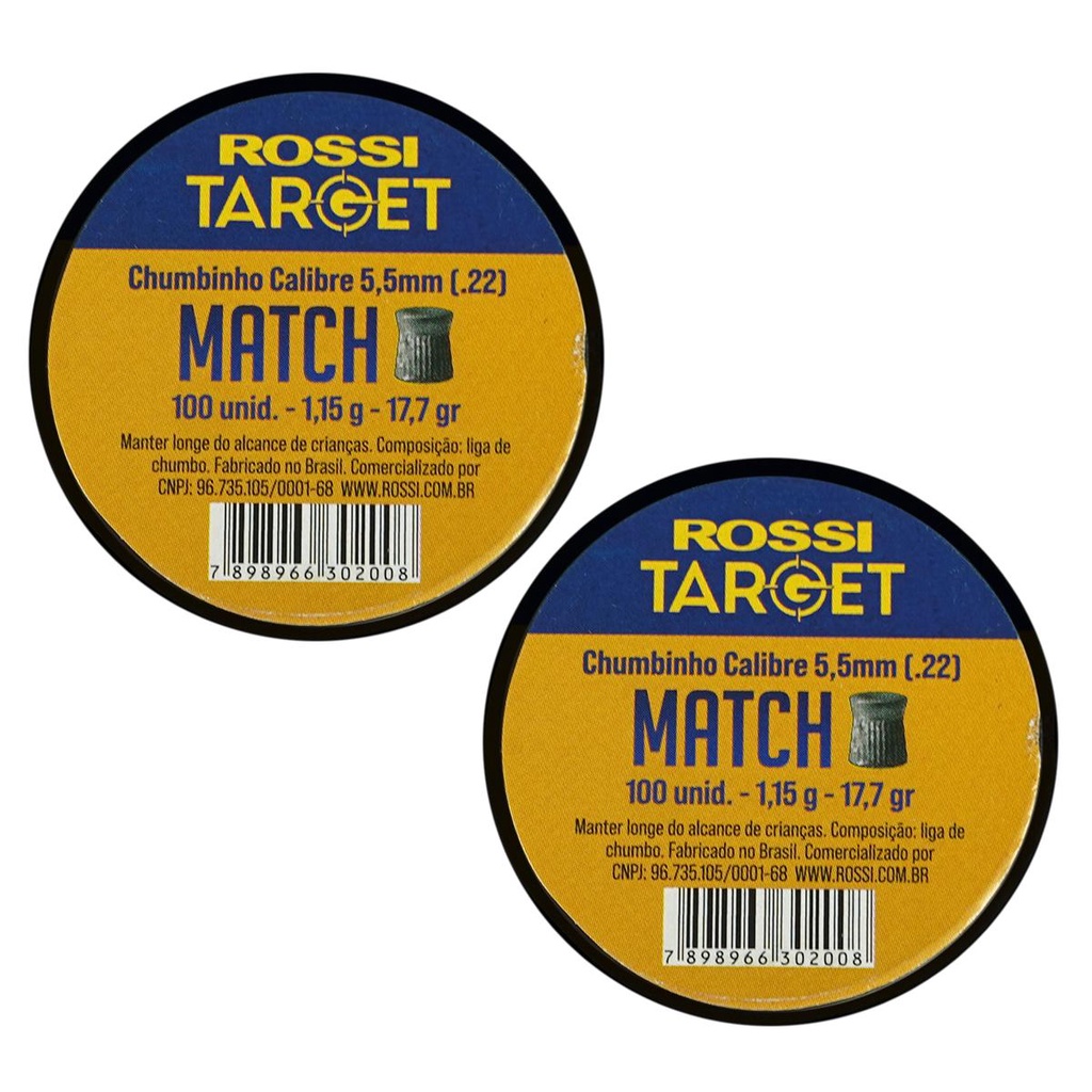2 Latas d Chumbinho Rossi Target Match 5.5mm - Sports & Outdoors
