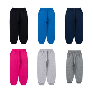 Calça Moletom Punho Flanelada Menino Menina Masculina 1 2 3 4 6 8 Preta Marinho Mescla Azul Pink Infantil