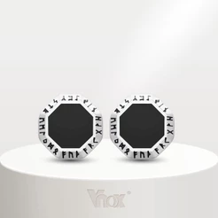 Vnox Brincos Pretos Masculinos De Aço Inoxidável , De Óleo Preto Octógono Viking Full Light Cor Jóias