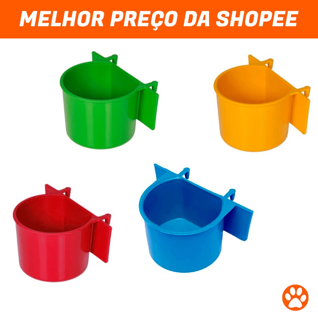 Kit Com 2 Comedouros Com Aba e Gancho Para Aves e Calopsitas em Oferta na Shopee
