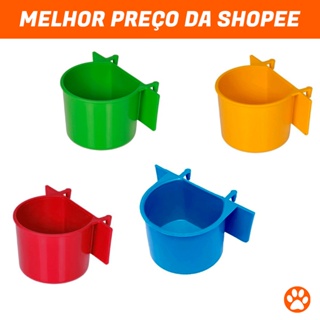 Kit Com 2 Comedouros Com Aba e Gancho Para Aves e Calopsitas em Oferta na Shopee
