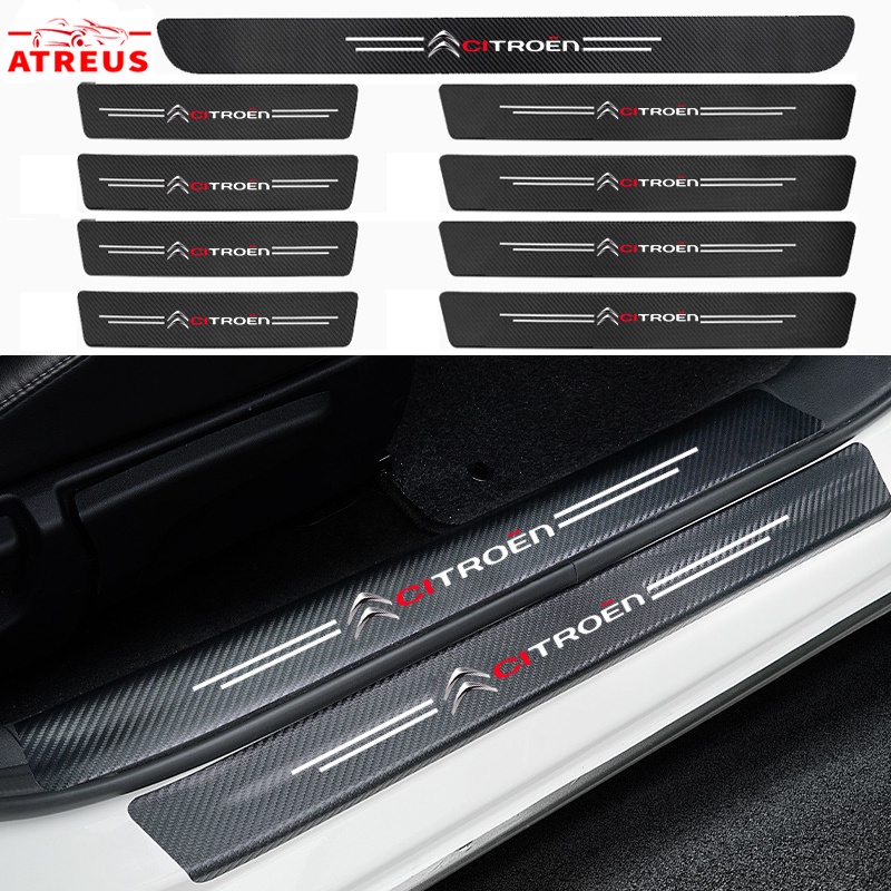 Para Citroen Adesivo Soleira De Porta De Carro De Fibra De Carbono Soleira De Porta Anti-risco Protetor De Porta-Malas Para Citroen c3 c4 c5 Aircross e-c4 DS5 DS7