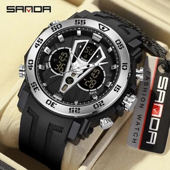 Sanda Mechanical Style Multi Display De Quartzo Masculino De Luxo À Prova D'água Relógio Esportivo Casual SD6105-15