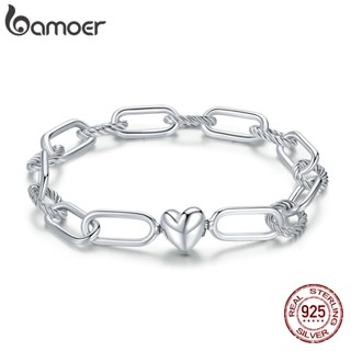 Pulseira Bamoer 925 Silver Sterling Love Heart Style Joalheria Para Mulheres SCB202