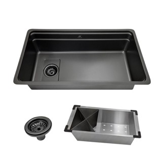Pia Cuba de Cozinha Gourmet em Aço Inox 304 - 78X43 Preta Tubrax - CAC0020-C