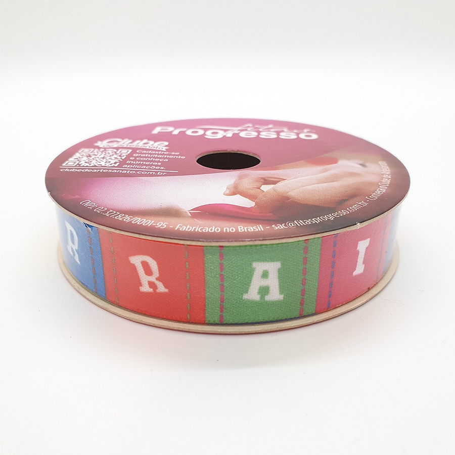 Fita de Cetim "Arraial Colorido" - Cor 033 - Colorido - 15mm x 10 cm - 1 unidade - Fitas Progresso - Stationery