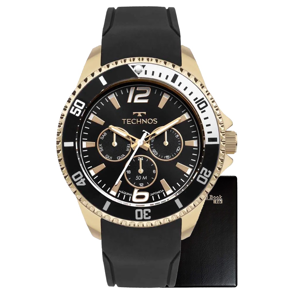 Relógio Technos Pulseira De Silicone Com Dourado 6p29alf/2p