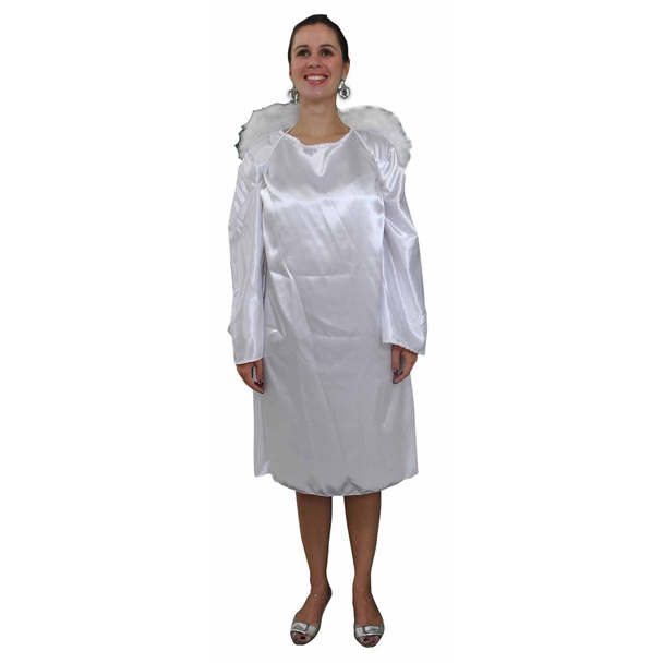 Fantasia Kit Anjo Adulto Tunica Asa de Anjo Aureola Carnaval Teatro Festa Halloween Querubim Arcanjo Batismo Coroacao