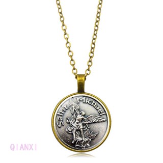 QIANXI Padroeiro São Miguel O Arcanjo 1 " Medalha Colar Pingente 24 " Corrente Itália