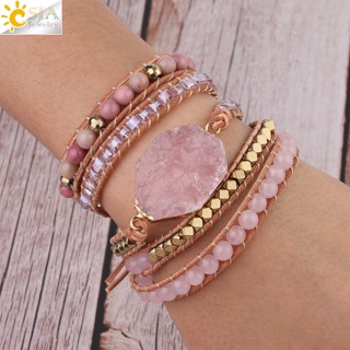 Cristal Em Pó natural Pulseira original De Pedra Vermelha Trançada De Corda De Mão De Múltiplos Círculos Enrolamento Pura À
