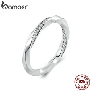 Bamoer 925 Sterling Silver Mobius Ring Jóias De Casamento Para Mulheres