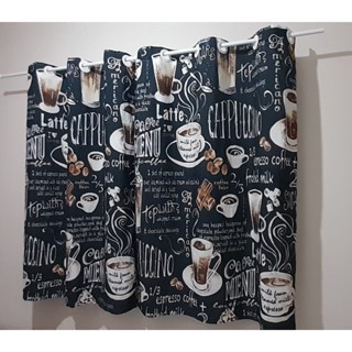 Cortina Para Cozinha Estampadas 2,50mx1,40m Coffee Black.