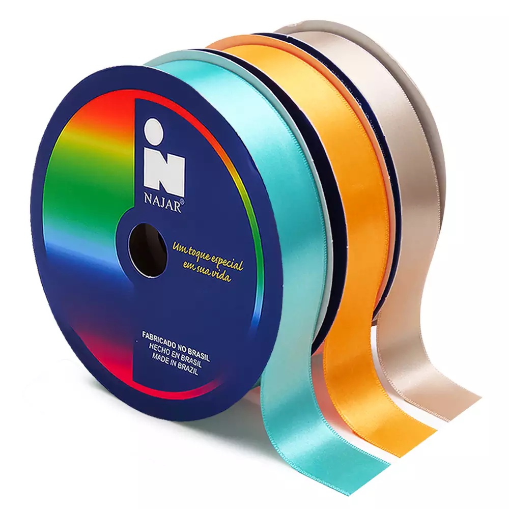 Fita Cetim N5 Najar 22mm C/50 metros - Escolha a cor em Oferta na Shopee