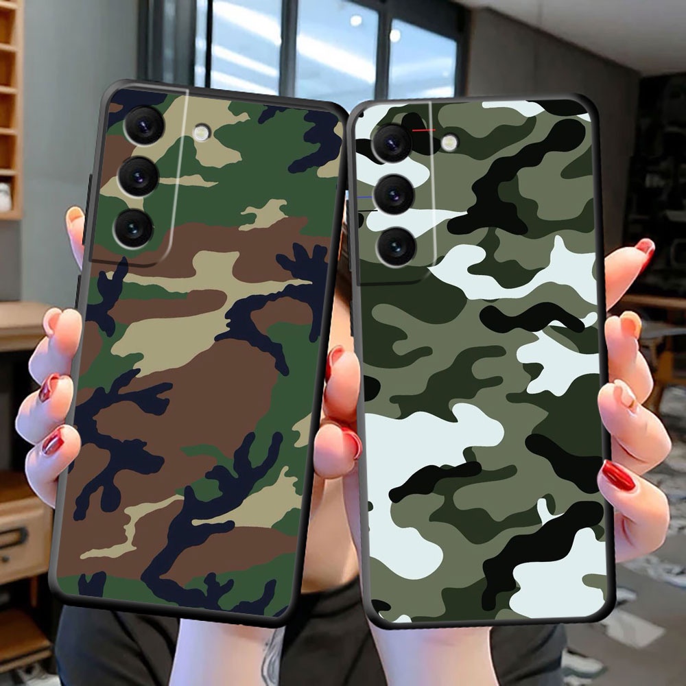 Capa De Celular Preta Flexível Verde Camuflada Cor Para Samsung Galaxy A53 A32 A30 A80 A73 A72 A71 A70 A60 A54 A52 A51 A23 A22 A21S A14 A10 A50 A42 A34 A33 4G 5G