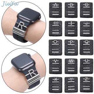 Para Pulseira De Smartwatch Relógio Smart Watch Band Carta De Diamante A-Z Ornamento Metal Encantos Anel Decorativo