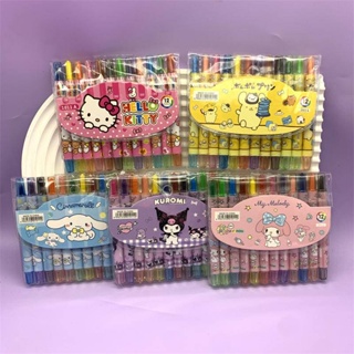 12Pcs/set Sanrio Cinnamoroll Mymelody Kuromi PomPom Purin Lápis De Cera Não-Tóxico Pintura A Óleo Stick Kids Pastel Estudantil Para Desenho Cor Presente De Aniversário em Oferta na Shopee