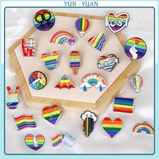 【 Yunyuan 】 Rainbow Bandeira Coração Mickey Mouse Alloy Badge LGBT Broche De Esmalte