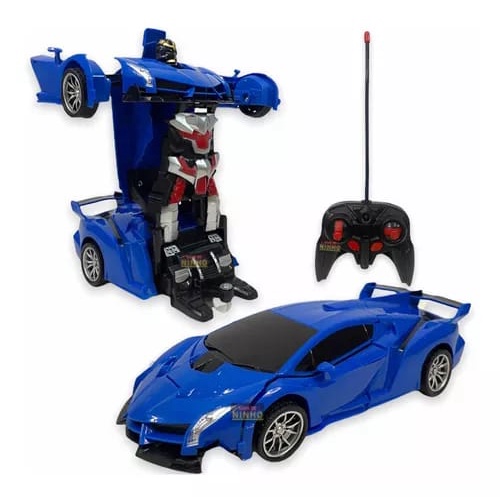 Brinquedo carrinho que se transforma em robô com controle remoto
