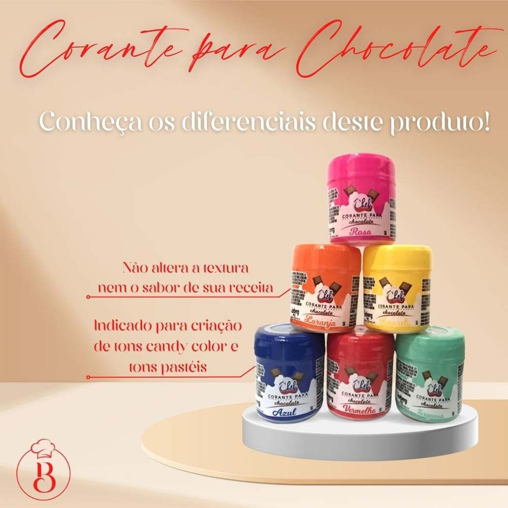 Corante Alimentício em Pó para Chocolate 5g ESCOLHA A COR - Chef Iceberg em Oferta na Shopee