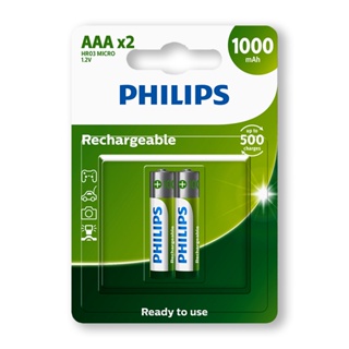 Pilha Recarregavel AAA Philips Bateria 3A 1000mAh Palito 2 unidades em Oferta na Shopee