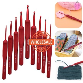[Atacado] 2/3/4/5/6mm Crochês Suéter Com Cabo De Silicone Gancho Vermelho Artesanato Ferramentas De Tricotar Alumínio Artesanal Boneca Flores Trançadora Agulhas Chapéu De Agulha Lenço De Luva Crochê De Tecelagem