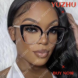 (YUZHU) Óculos De Metal De Armação Grande Anti-Luz Azul Para Mulheres Moda Ocidental Estilo Retrô em Oferta na Shopee