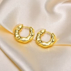 Brincos Vnox Gold Irregular Hoop Para Mulheres , Novos De Orelha Meninas Da Tendência Jóias De Festa