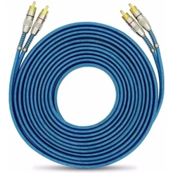 Cabo RCA 5 Metros Dupla Blindagem Cobre 5m Blindado Azul 5mm