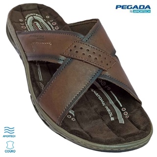 Chinelo Masculino Pegada Ortopédico Couro Bovino Natural em Oferta na Shopee