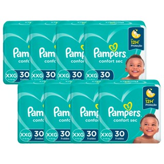 Kit Fralda Pampers Confort Sec Mega Tamanho XXG com 240 unidades