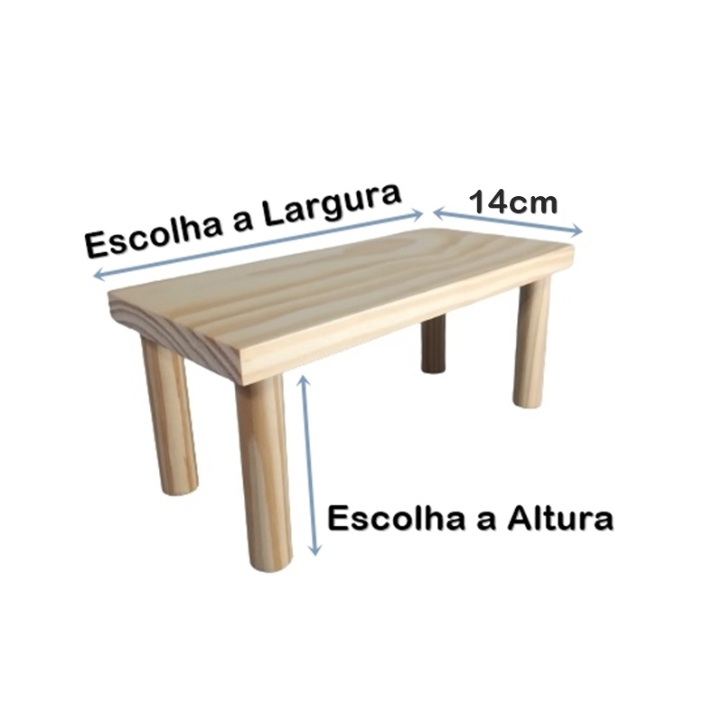 Plataforma para Terrários e Gaiolas com 14cm  Altura e Largura Variáveis