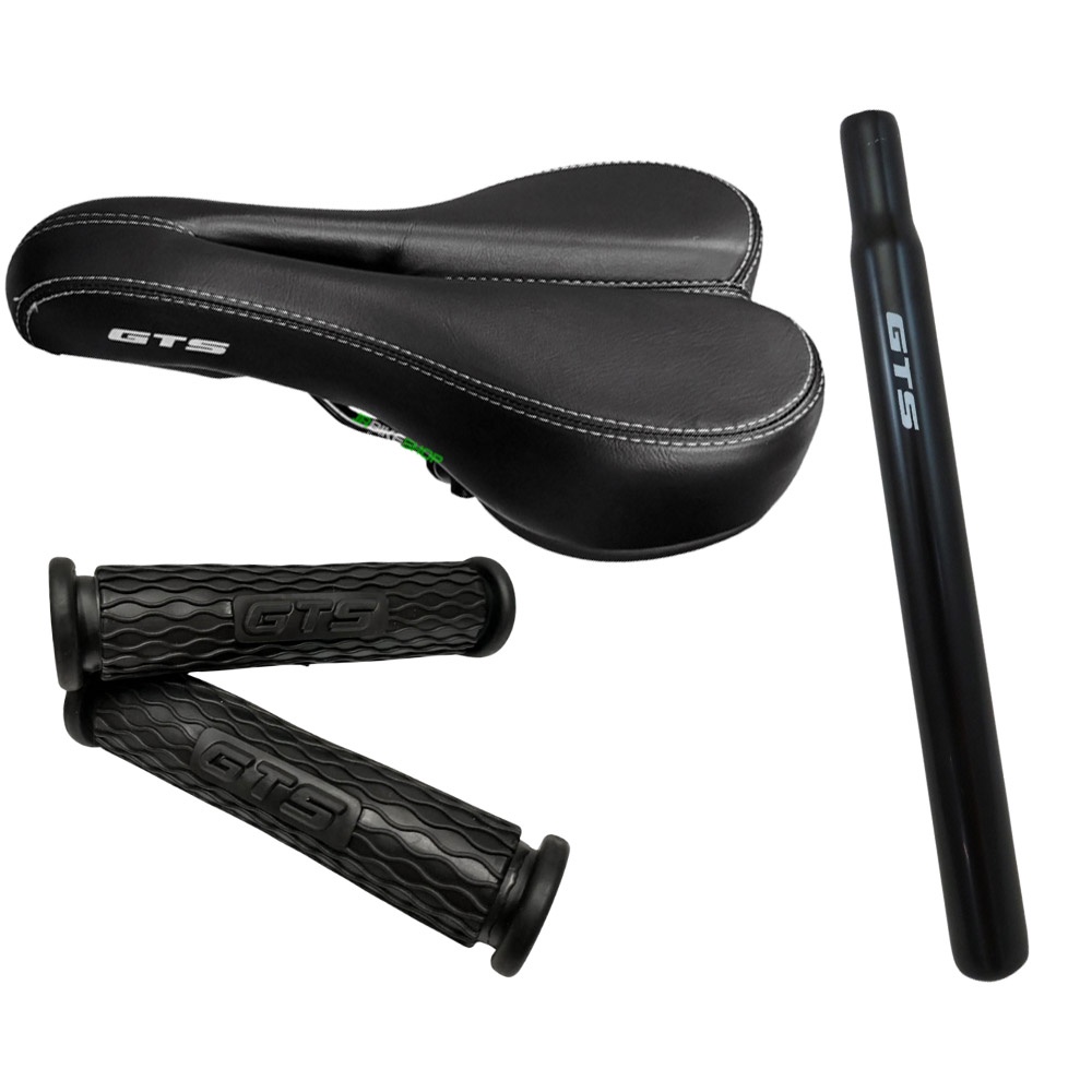 Selim Banco Bicicleta  + Canote 28cm e Manopla - Preto