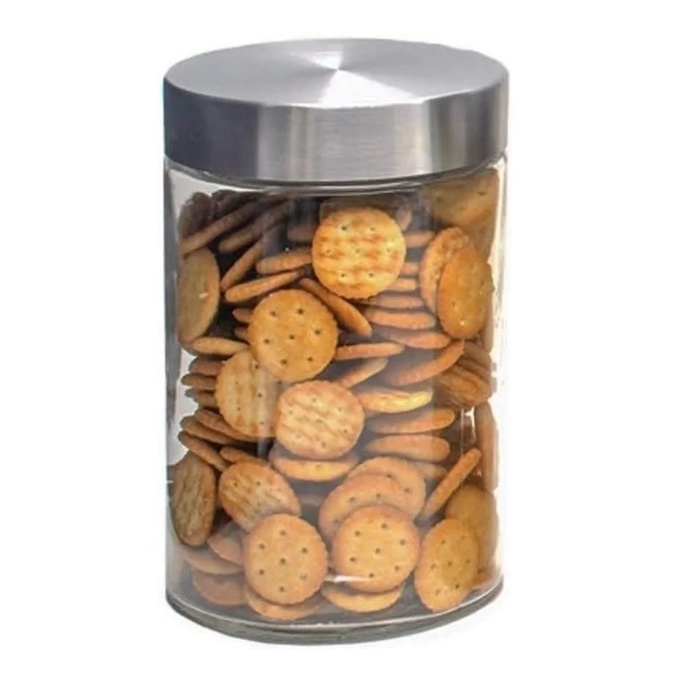 Pote Vidro Liso 550ml Tampa Rosca Inox Mantimento Cozinha Conjunto Bambu Plastico Hermetico Marmita