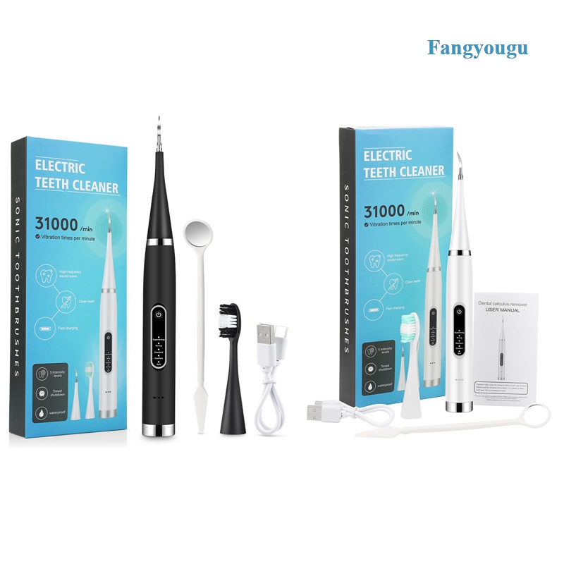 Fangyougu Conjunto De Limpeza Dental Ultrasônico Scaler Removedor Elétrico Gear Stains Tártaro Limpador Dentário Branqueador Kit De Cuidados Dentários