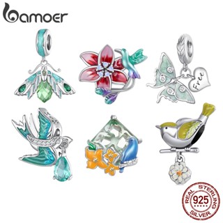 Bamoer 925 Silverr Fashion Swallow Beads E Bird Pendant Joalheria Presentes Para Mulheres