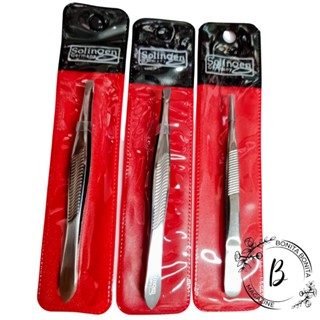 Pinça Solingen Kit com 3 Pinças (PRATA) 1 Ponta Reta + 1 Ponta Agulha + 1 Ponta Chanfrada (Prata)