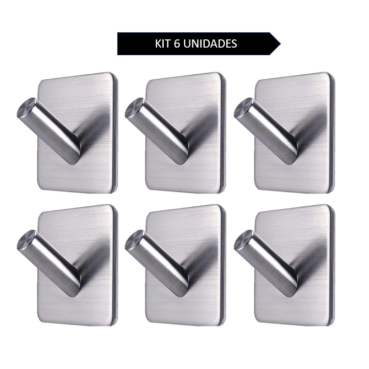Gancho De Parede Inox Adesivo Pendurar Roupas Chaves 6 Pçs em Oferta na Shopee