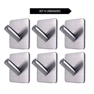 Gancho De Parede Inox Adesivo Pendurar Roupas Chaves 6 Pçs em Oferta na Shopee