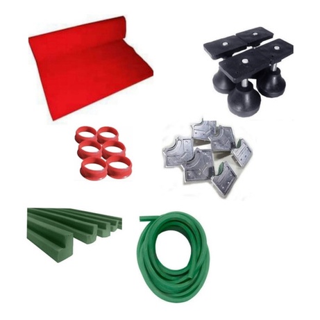 Tecido Vermelho, Caçapa Aluminio, Pé Nivelador, 6m borracha,caçapa plásticas