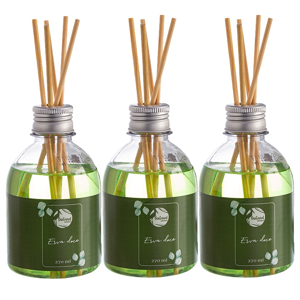 Kit 03 Aromatizador de Ambiente Erva Doce Pantanal Aromas 270ml