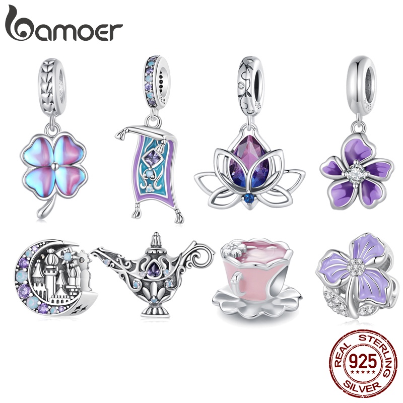 Bamoer 925 Sterling Silver Purple Collection Contas Mágicas E Flores Pingente Jóias De Bricolage Para Mulheres em Oferta na Shopee
