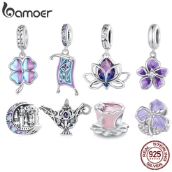 Bamoer 925 Sterling Silver Purple Collection Contas Mágicas E Flores Pingente Jóias De Bricolage Para Mulheres