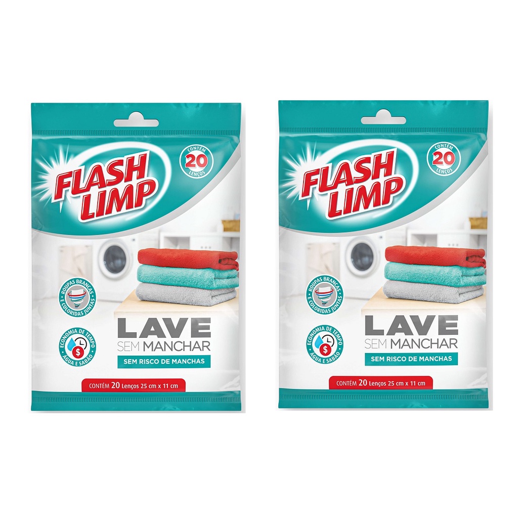 Kit com 2 Lenço Lave Sem Manchar Anti Mancha Flash Limp