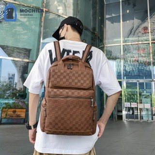 Mochila Masculina Moderna E Espaçosa Com Material De Couro Macio Grande Capacidade Para Uso Diário Viagem