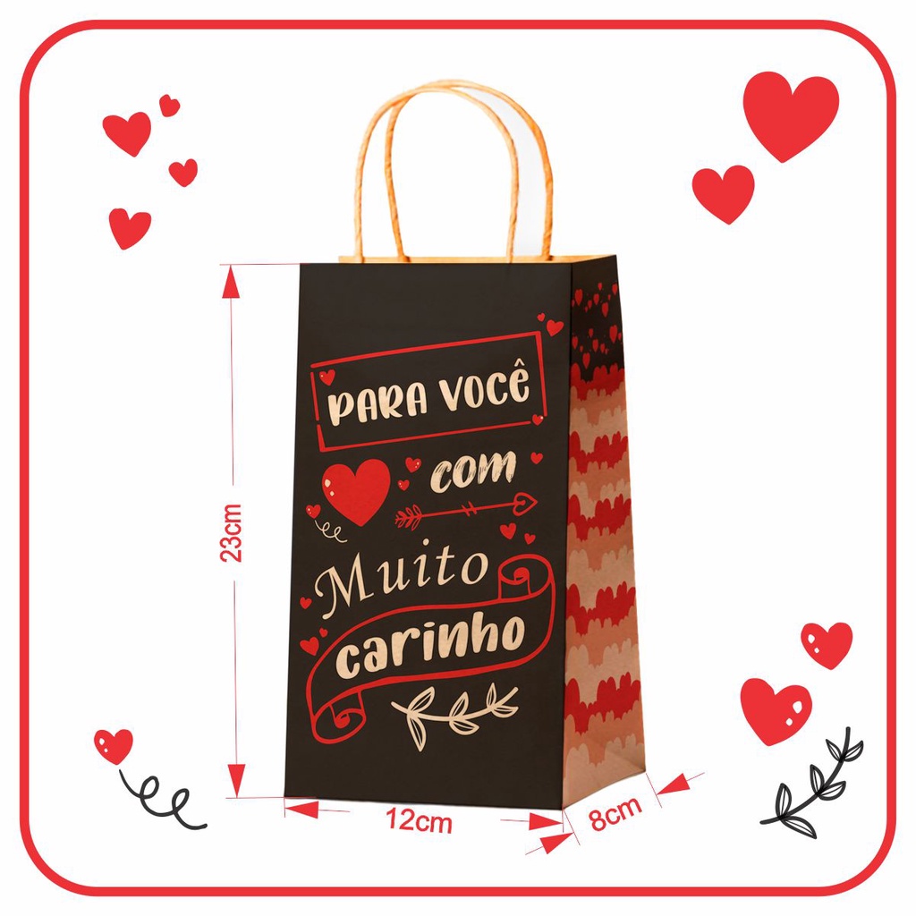 Sacola Kraft Mini para Presente - 10 Unidades - 12x8x23 (MC) em Oferta na Shopee