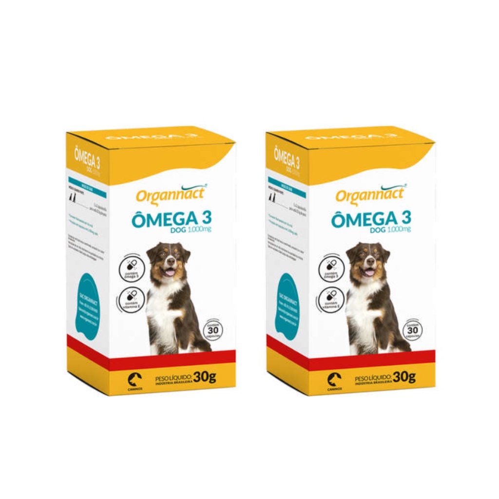 02 Suplemento Vitaminico Omega 3 Dog 1000 Mg Organnact Cães