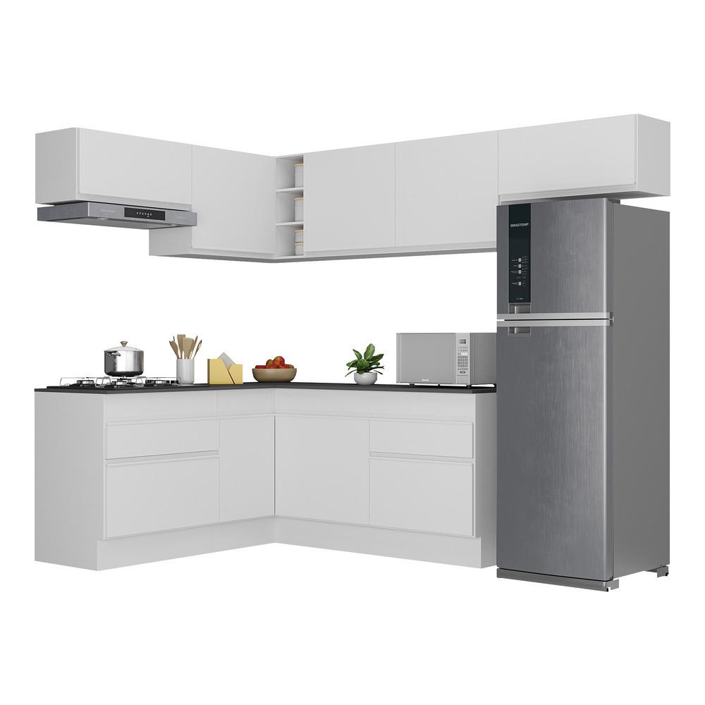 Armário de Cozinha Completa de Canto com Rodapé Veneza Multimóveis MP2104.891 Branco em Oferta na Shopee